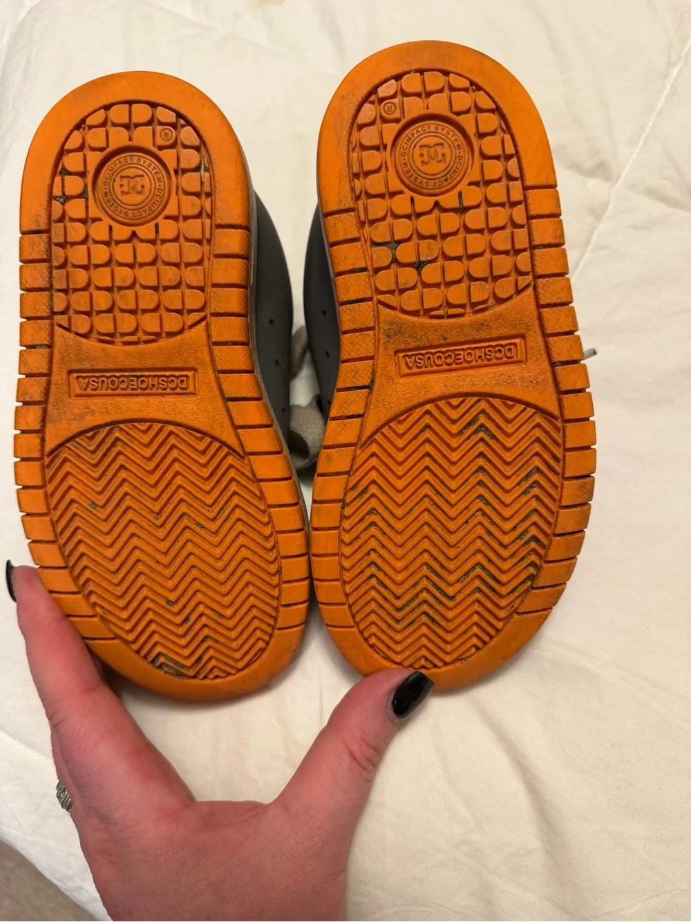 DC Kids Gray and Orange Lace-Up Sneakers